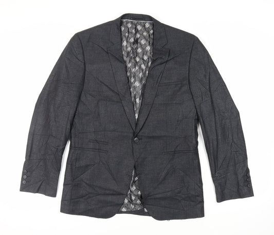 Stonebridge Mens Black Geometric Polyester Jacket Suit Jacket Size 40 Regular
