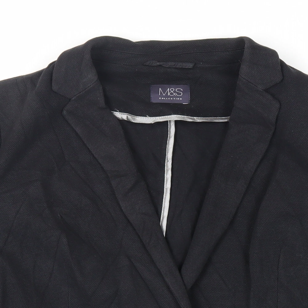Marks and Spencer Womens Black Jacket Blazer Size 12 Button