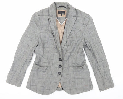 Next Womens Grey Plaid Jacket Blazer Size 12 Button