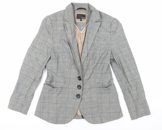 NEXT Womens Grey Plaid Jacket Blazer Size 12 Button