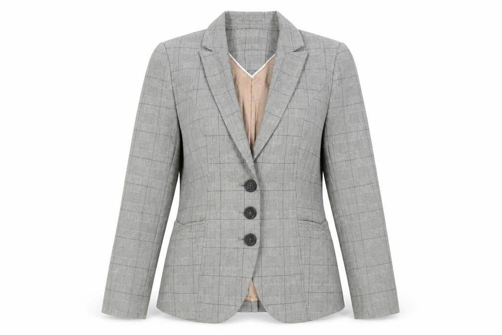 NEXT Womens Grey Plaid Jacket Blazer Size 12 Button