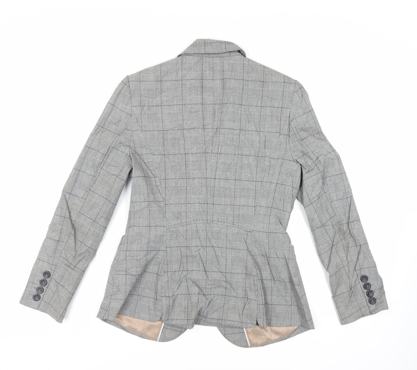 NEXT Womens Grey Plaid Jacket Blazer Size 12 Button