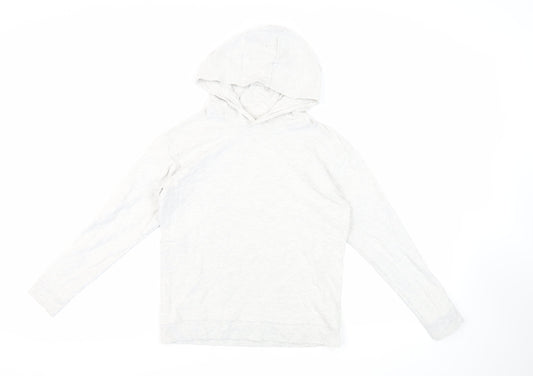 Marks and Spencer Girls Grey Cotton Pullover Hoodie Size 12-13 Years Pullover