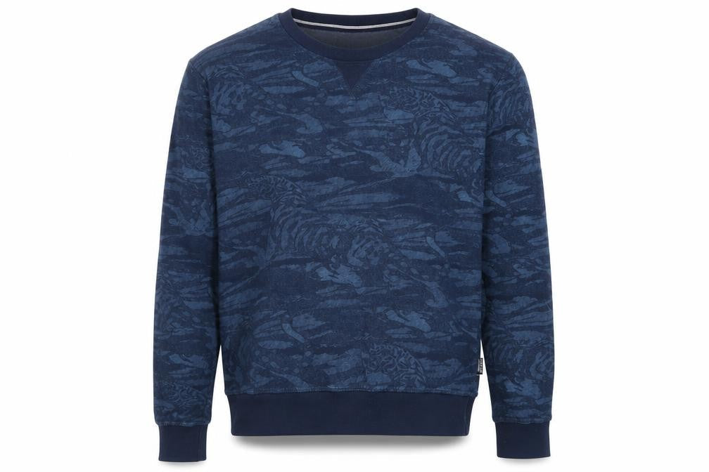 Indi Code Mens Blue Geometric Cotton Pullover Sweatshirt Size S