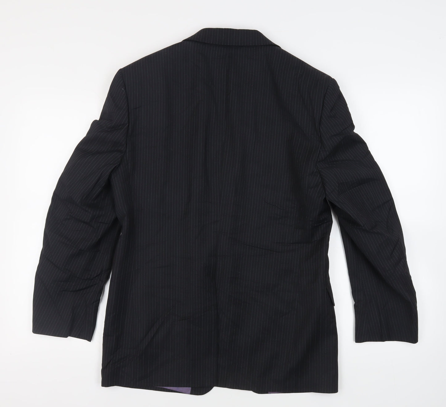 Marks and Spencer Mens Black Striped Wool Jacket Suit Jacket Size 38 Regular