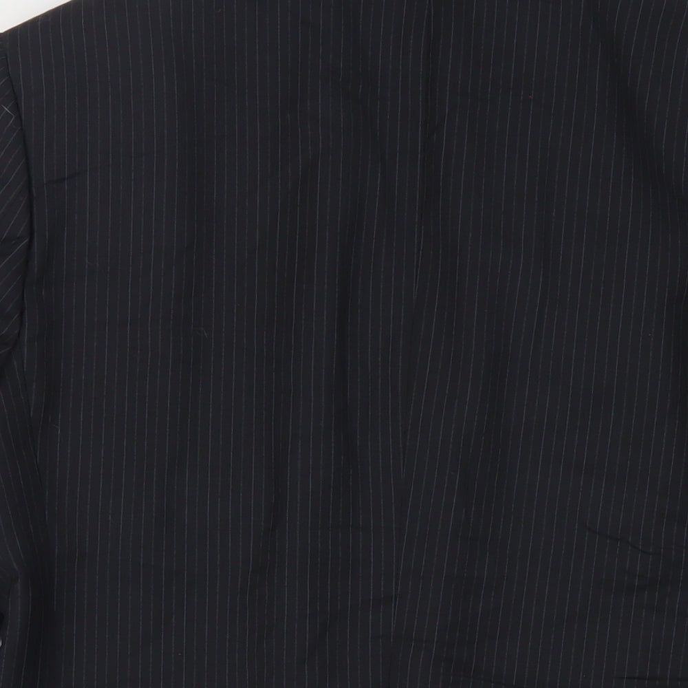 Marks and Spencer Mens Black Striped Wool Jacket Suit Jacket Size 38 Regular