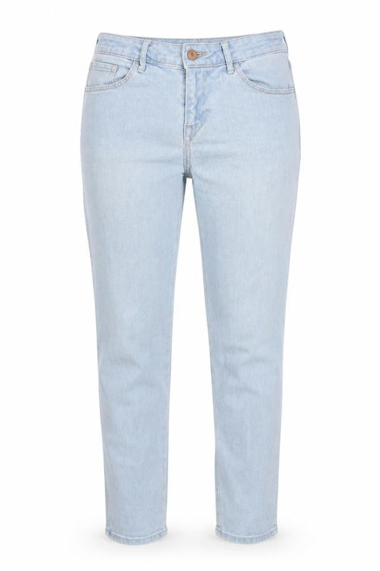 H&M Womens Blue Cotton Blend Tapered Jeans Size 8 L29 in Regular Zip