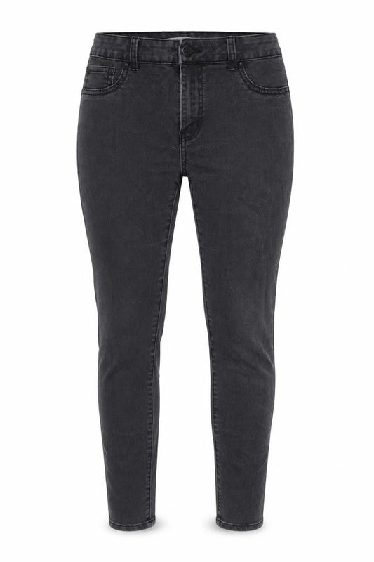Denim & Co. Womens Grey Cotton Blend Tapered Jeans Size 12 L27.5 in Regular Zip