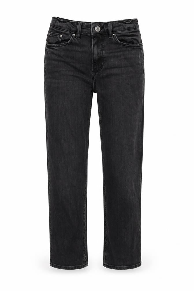 Marks & Spencer Womens Grey Cotton Blend Straight Jeans Size 8 L28 in Regular Zip