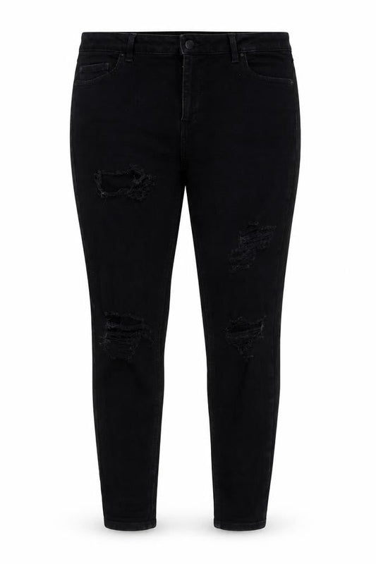 Denim & Co. Womens Black Cotton Blend Tapered Jeans Size 16 L28 in Regular Zip