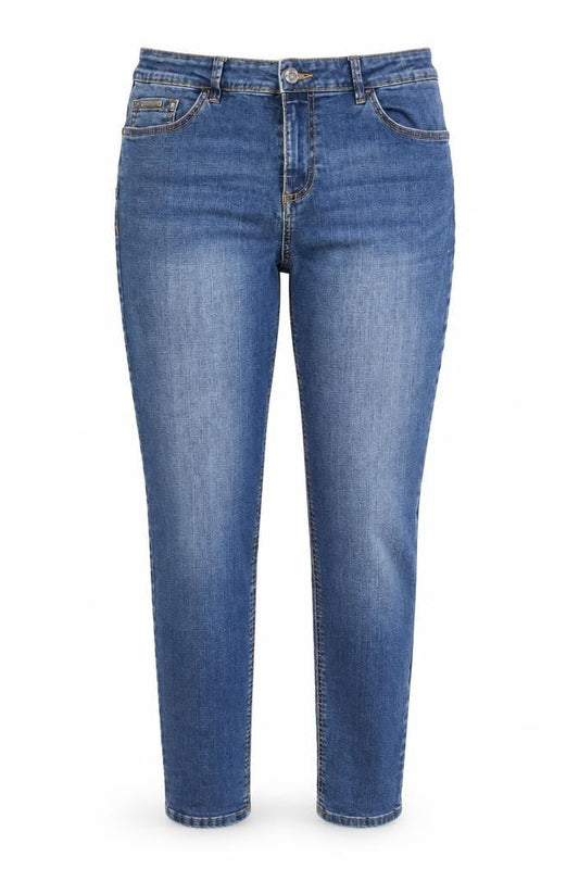 Encuentro Womens Blue Cotton Blend Tapered Jeans Size 12 L28 in Regular Zip