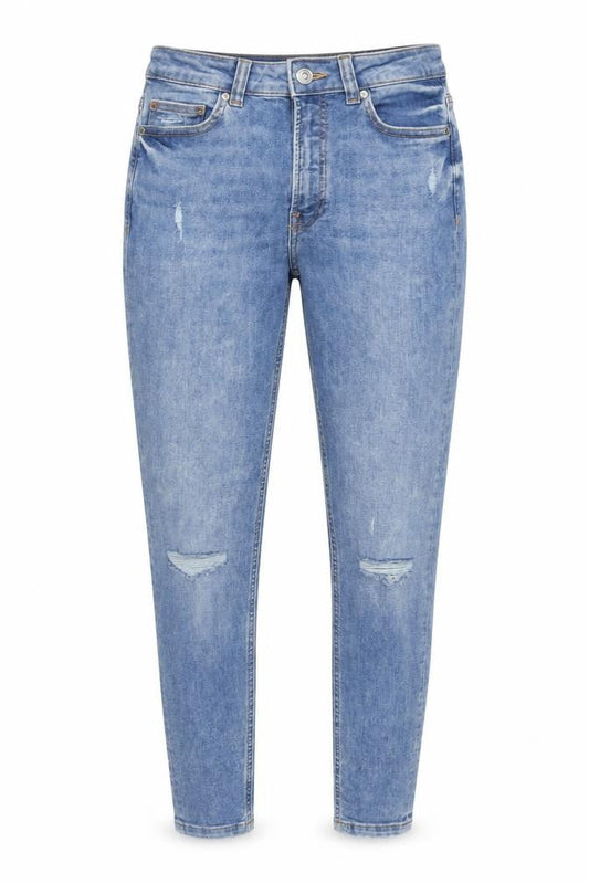 Denim & Co. Womens Blue Cotton Blend Tapered Jeans Size 8 L27.5 in Regular Zip