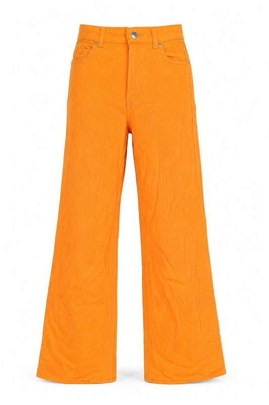 Divided Womens Orange Cotton Blend Wide-Leg Jeans Size 6 L29.5 in Regular Zip