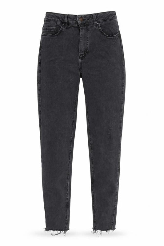 New Look Womens Grey Cotton Blend Tapered Jeans Size 10 L29 in Regular Zip - Raw Hem