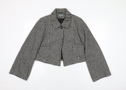 Therapy Womens Black Geometric Jacket Coat Size 12 Button - Houndstooth