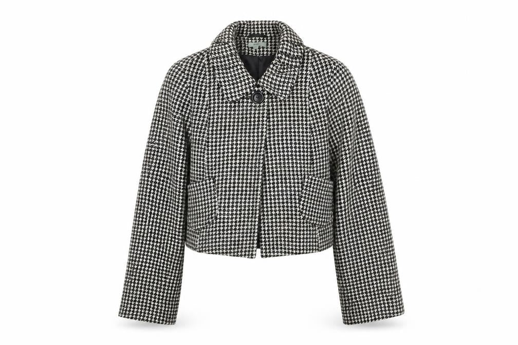 Therapy Womens Black Geometric Jacket Coat Size 12 Button - Houndstooth