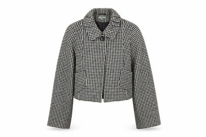 Therapy Womens Black Geometric Jacket Coat Size 12 Button - Houndstooth