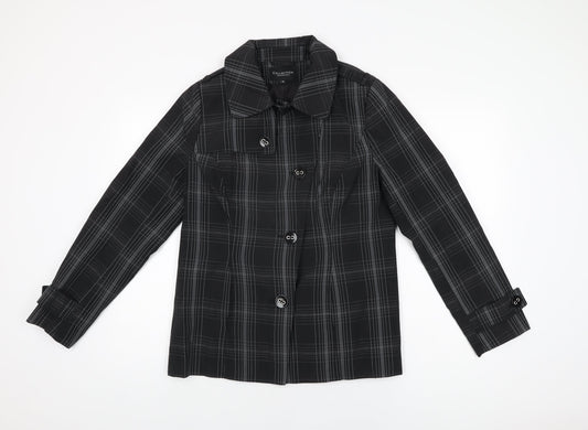 Debenhams Womens Black Geometric Jacket Coat Size 14 Button