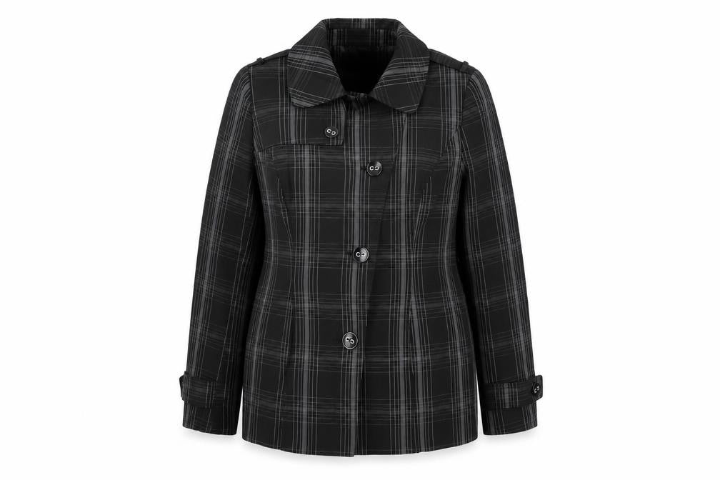 Debenhams Womens Black Geometric Jacket Coat Size 14 Button