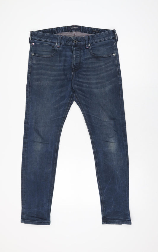 Scotch & Soda Womens Blue Cotton Skinny Jeans Size 32 in L30 in Regular Zip
