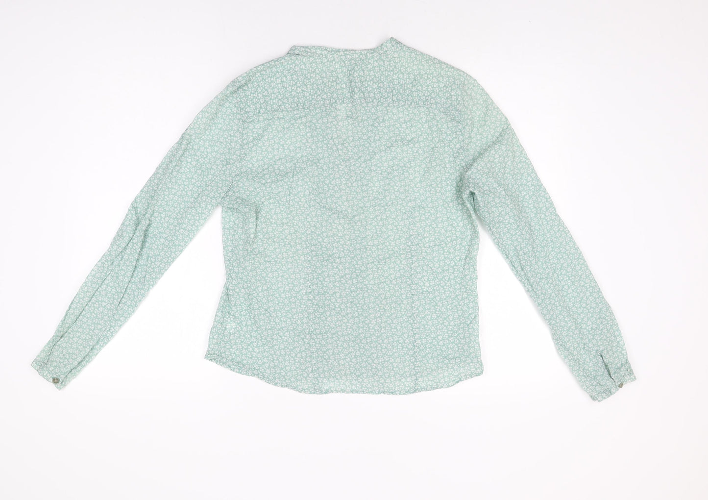 Gap Womens Green Floral Cotton Basic Button-Up Size M Round Neck