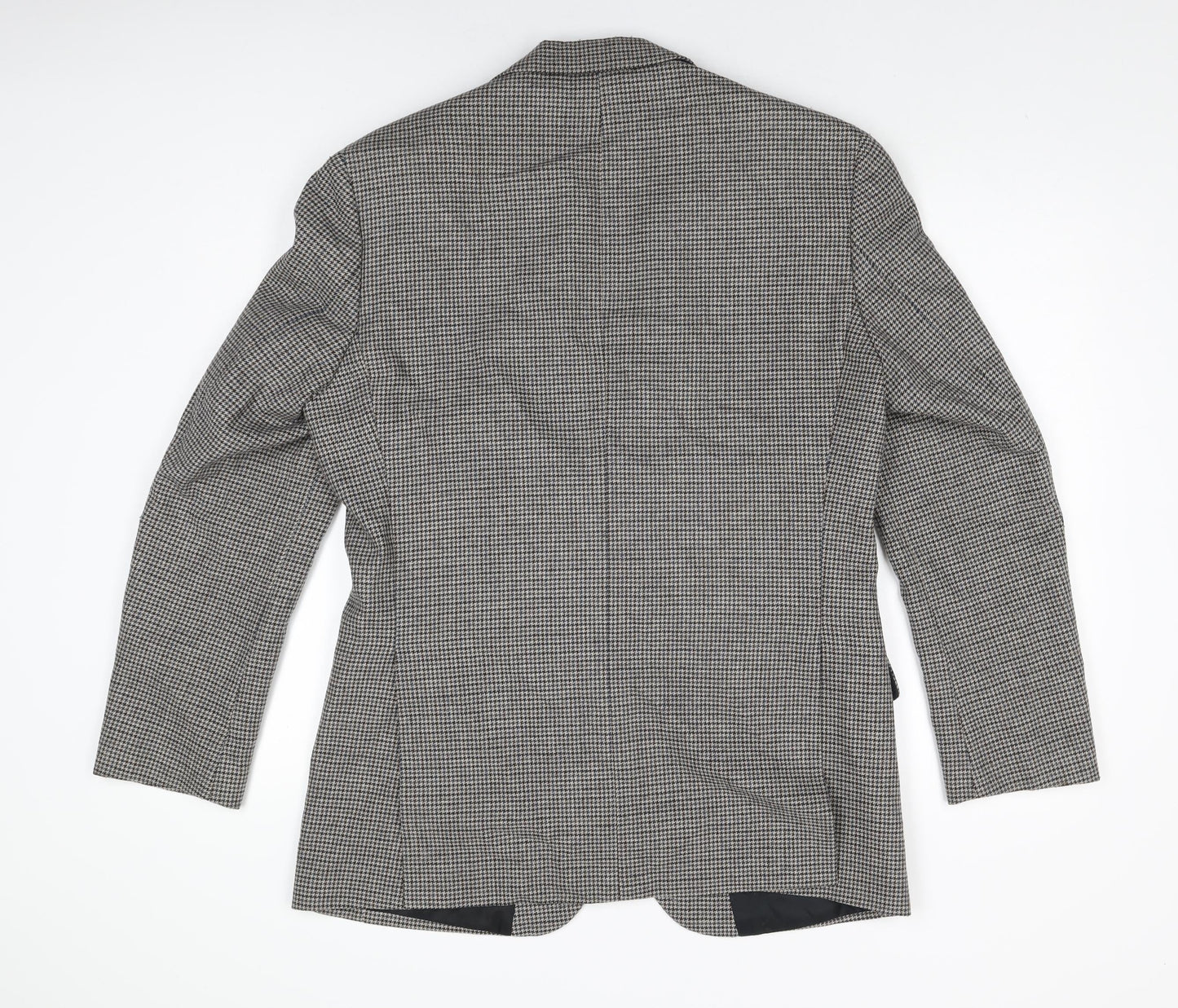 Marks and Spencer Mens Grey Houndstooth Wool Jacket Suit Jacket Size 40 Regular