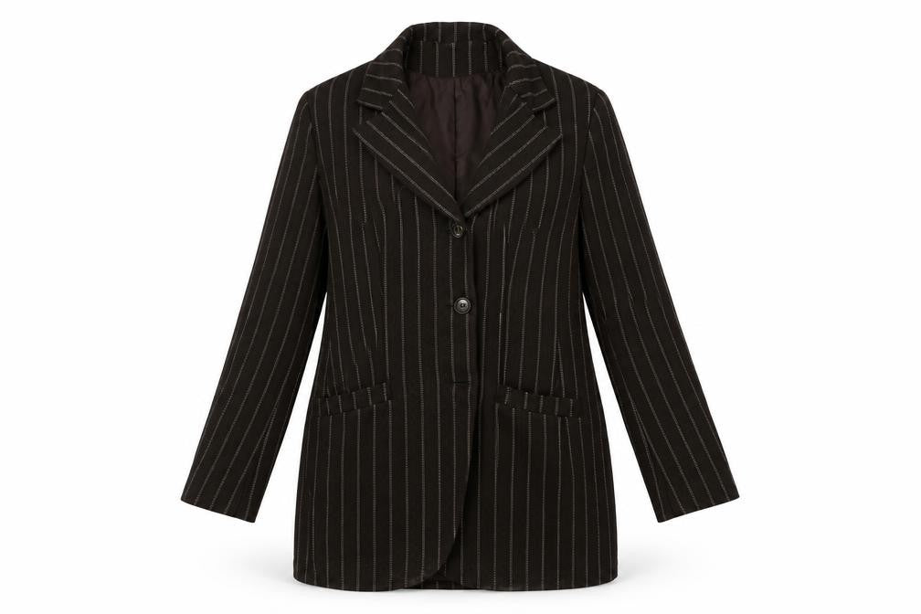 Miss Selfridge Womens Brown Striped Jacket Blazer Size 12 Button