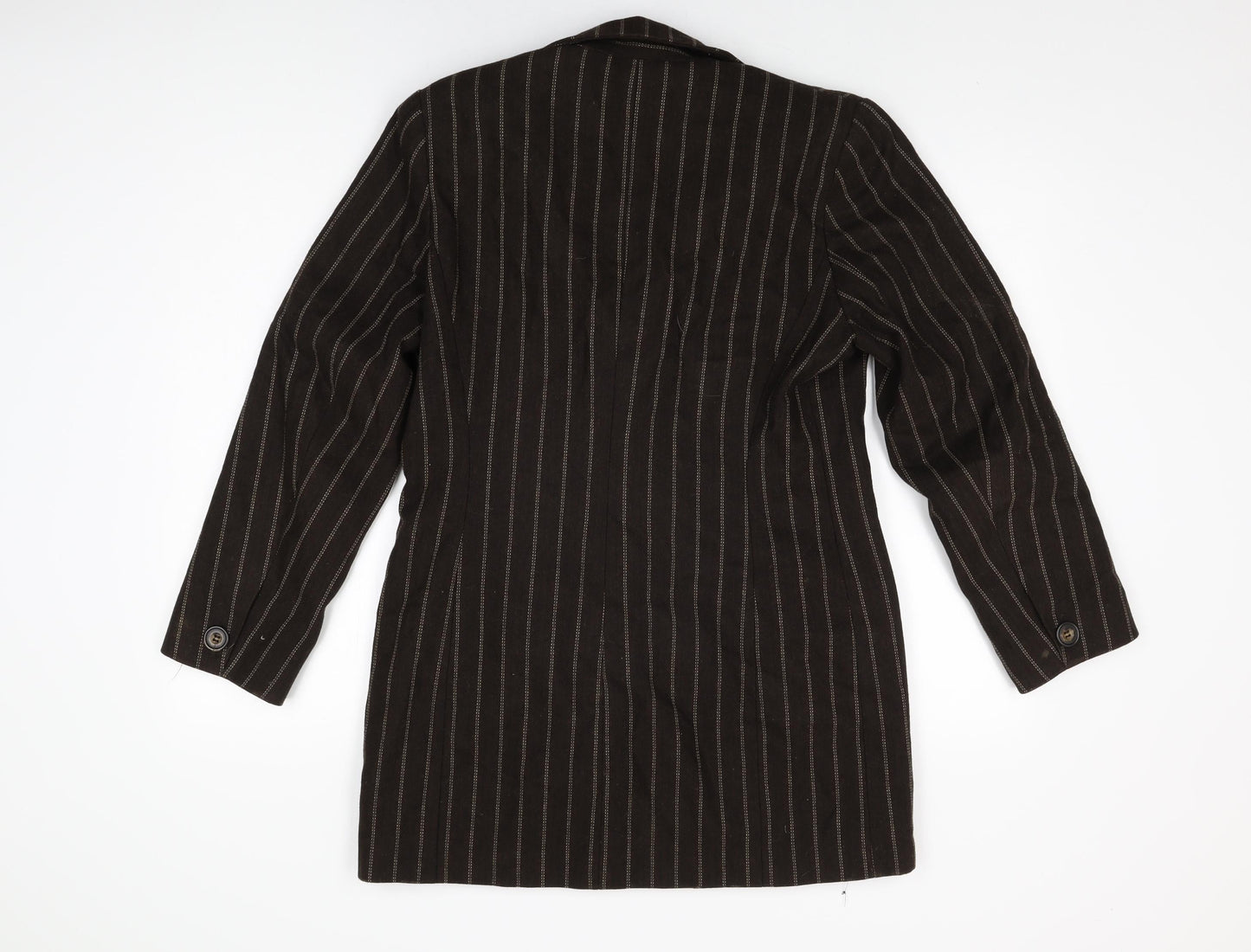 Miss Selfridge Womens Brown Striped Jacket Blazer Size 12 Button