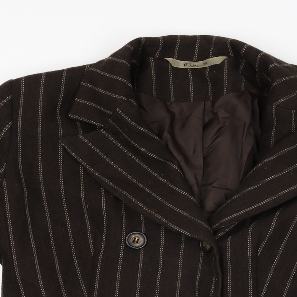 Miss Selfridge Womens Brown Striped Jacket Blazer Size 12 Button