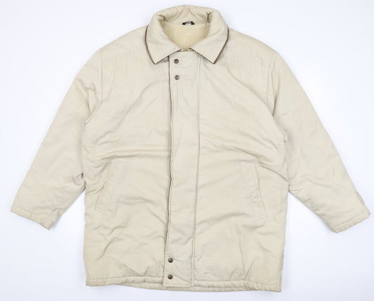 St Michael Mens Beige Overcoat Coat Size 44 Zip