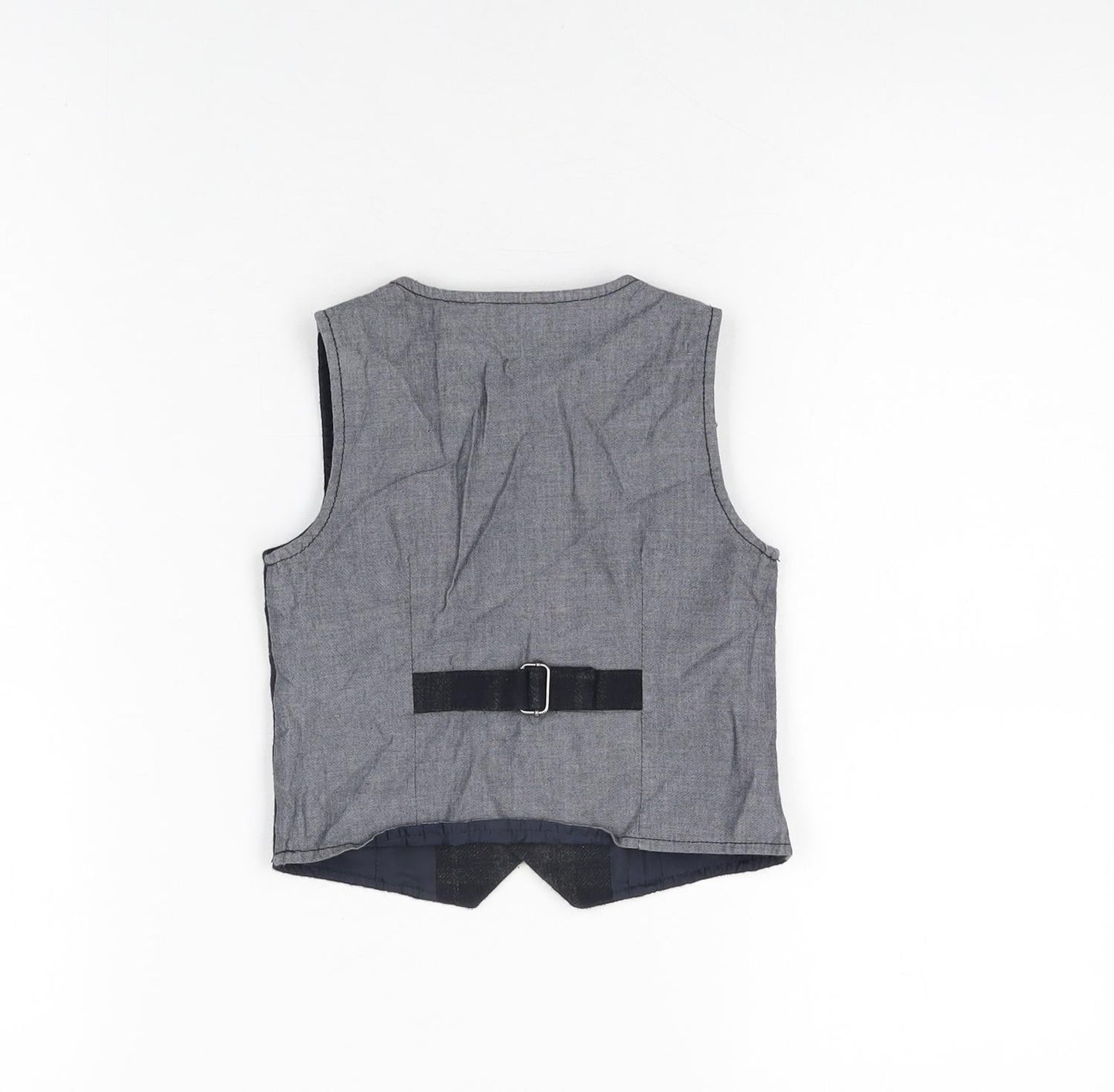 NEXT Boys Black Geometric Polyester Basic Button-Up Size 12-18 Months V-Neck Button - Waistcoat