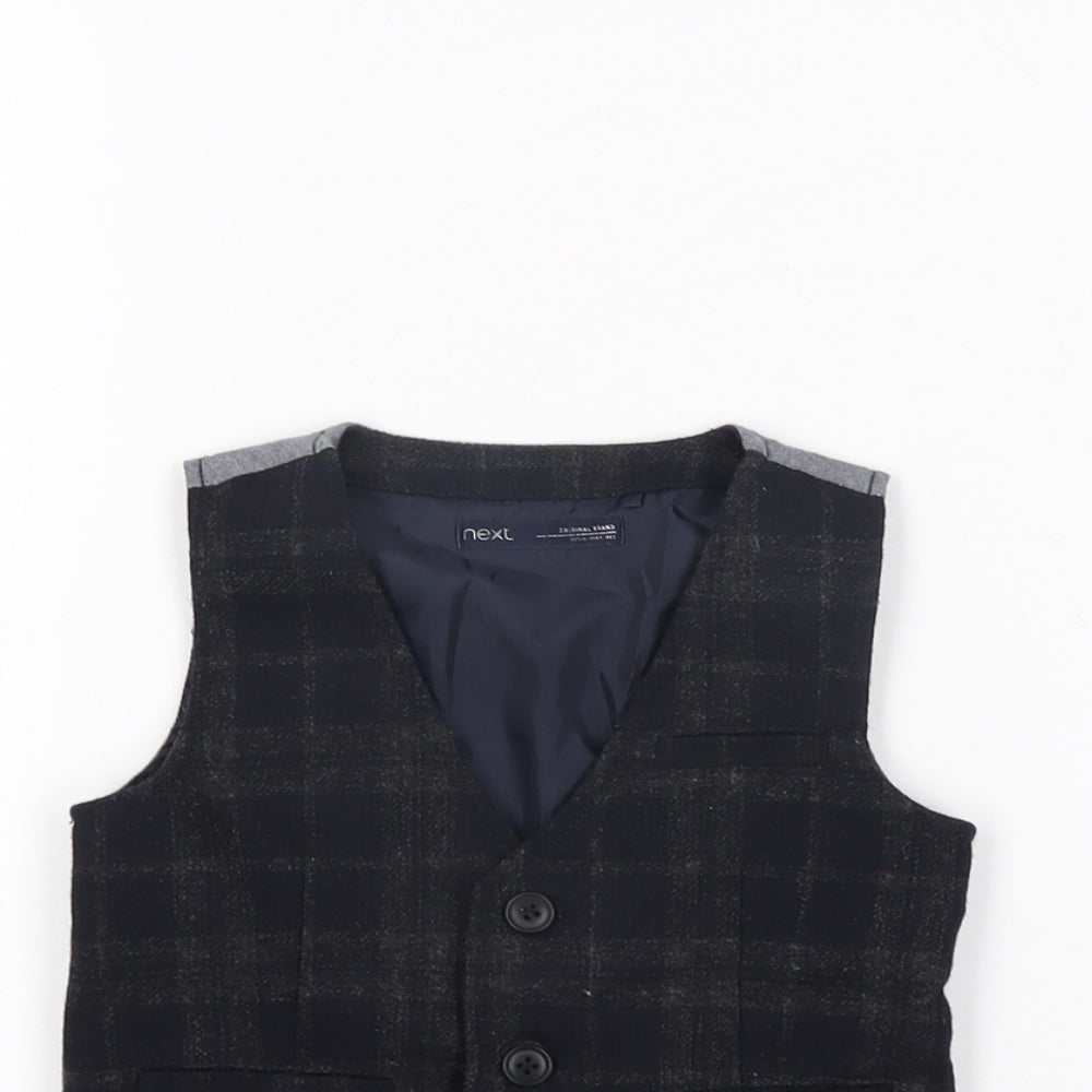 NEXT Boys Black Geometric Polyester Basic Button-Up Size 12-18 Months V-Neck Button - Waistcoat