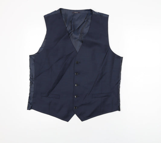 Marks and Spencer Mens Blue Wool Jacket Suit Waistcoat Size 44 Regular