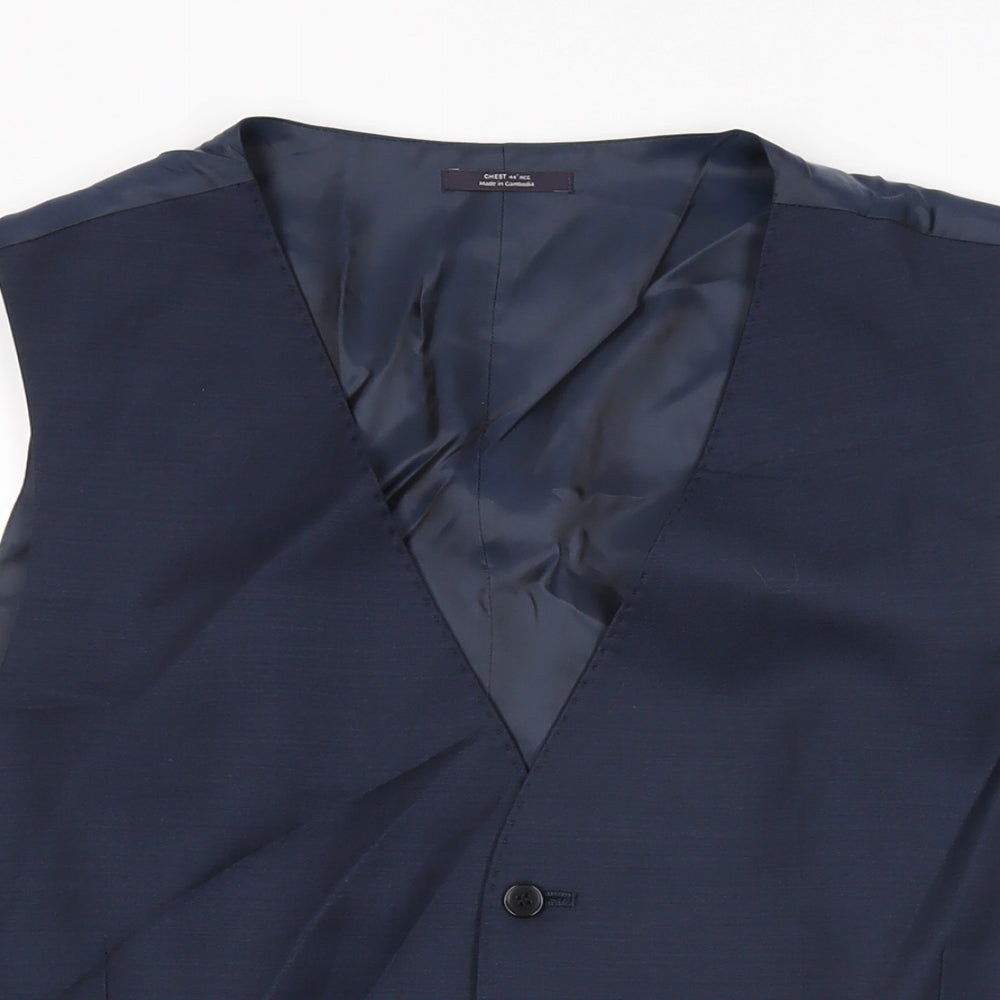 Marks and Spencer Mens Blue Wool Jacket Suit Waistcoat Size 44 Regular