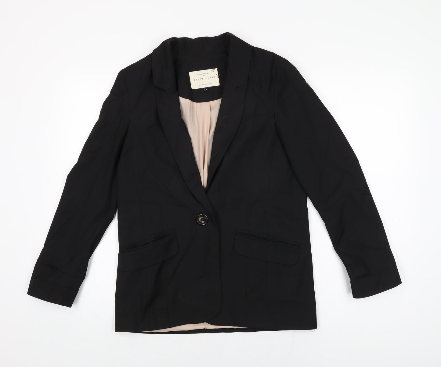 River Island Womens Black Jacket Blazer Size 6 Button