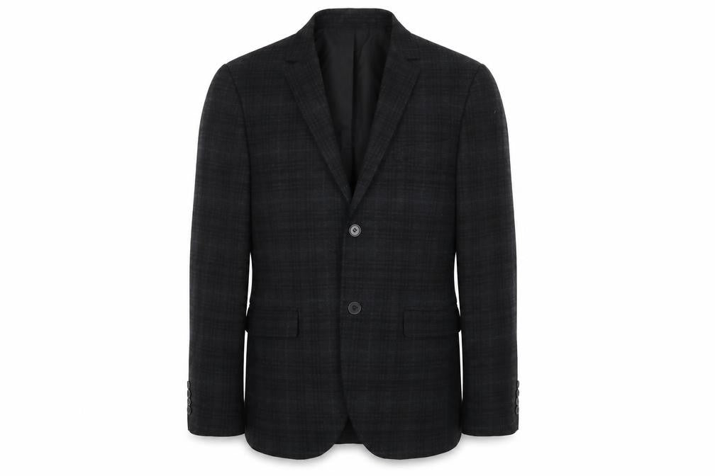 H&M Mens Black Geometric Polyester Jacket Suit Jacket Size 38 Regular