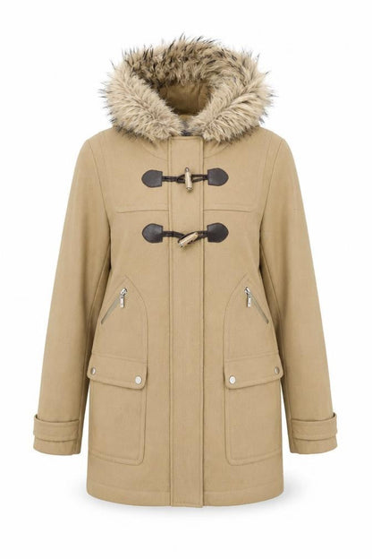 Next Womens Beige Overcoat Coat Size 8 Zip