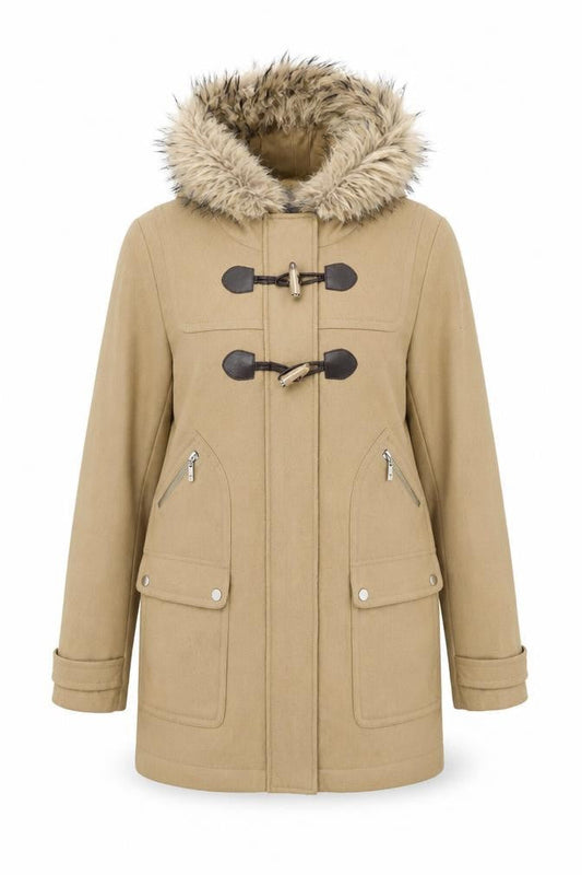 Next Womens Beige Overcoat Coat Size 8 Zip