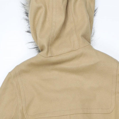 Next Womens Beige Overcoat Coat Size 8 Zip