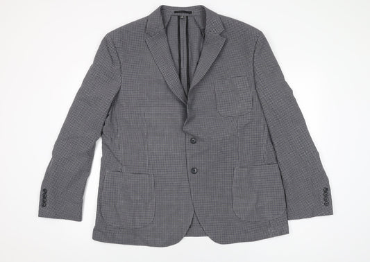 Marks and Spencer Mens Grey Geometric Polyester Jacket Suit Jacket Size 46 Regular