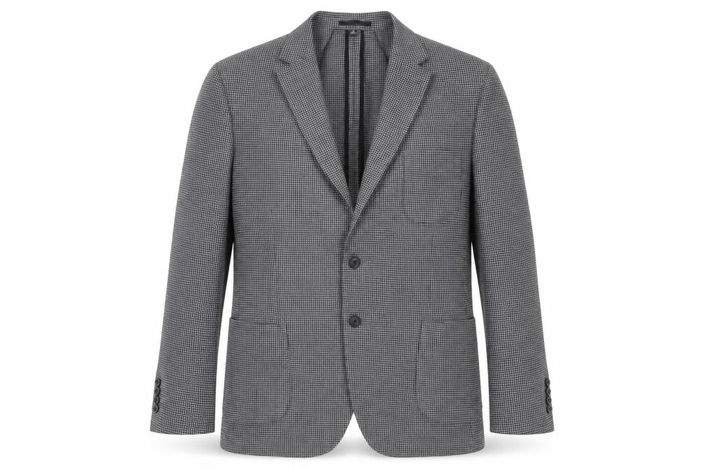 Marks & Spencer Mens Grey Geometric Polyester Jacket Suit Jacket Size 46 Regular