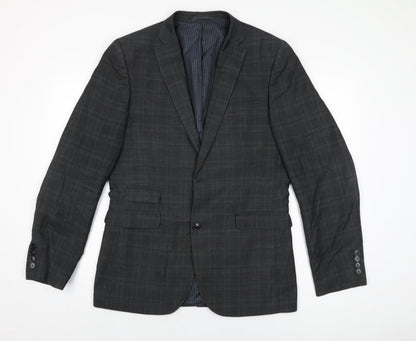 Next Mens Grey Geometric Polyester Jacket Suit Jacket Size 40 Regular