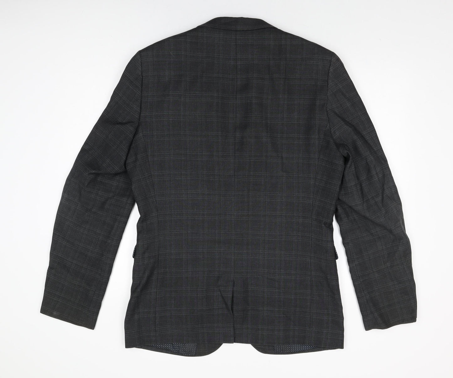 NEXT Mens Grey Geometric Polyester Jacket Suit Jacket Size 40 Regular