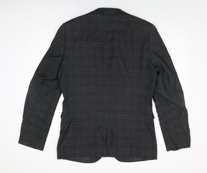 Next Mens Grey Geometric Polyester Jacket Suit Jacket Size 40 Regular