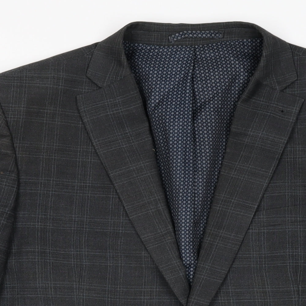 NEXT Mens Grey Geometric Polyester Jacket Suit Jacket Size 40 Regular