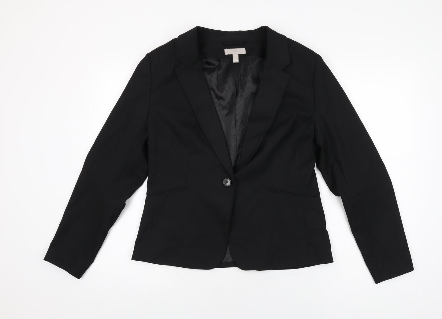 H&M Womens Black Jacket Blazer Size 16 Button