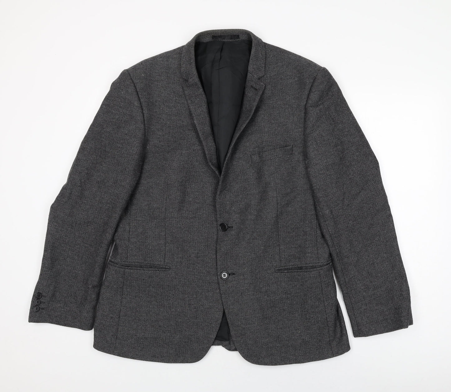 Red Herring Mens Grey Wool Jacket Suit Jacket Size 44 Regular