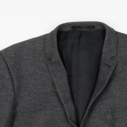 Close-up detail of Red Herring men’s grey wool jacket suit jacket, size 44, regular