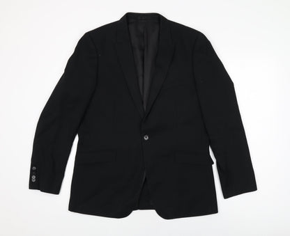 ONESIX5IVE Mens Black Polyester Jacket Suit Jacket Size 40 Regular