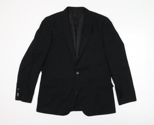 One Six Five Mens Black Polyester Jacket Suit Jacket Size 40 Regular